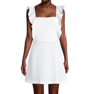BCBGeneration White Ruffle Square Neck Mini Dress (10)